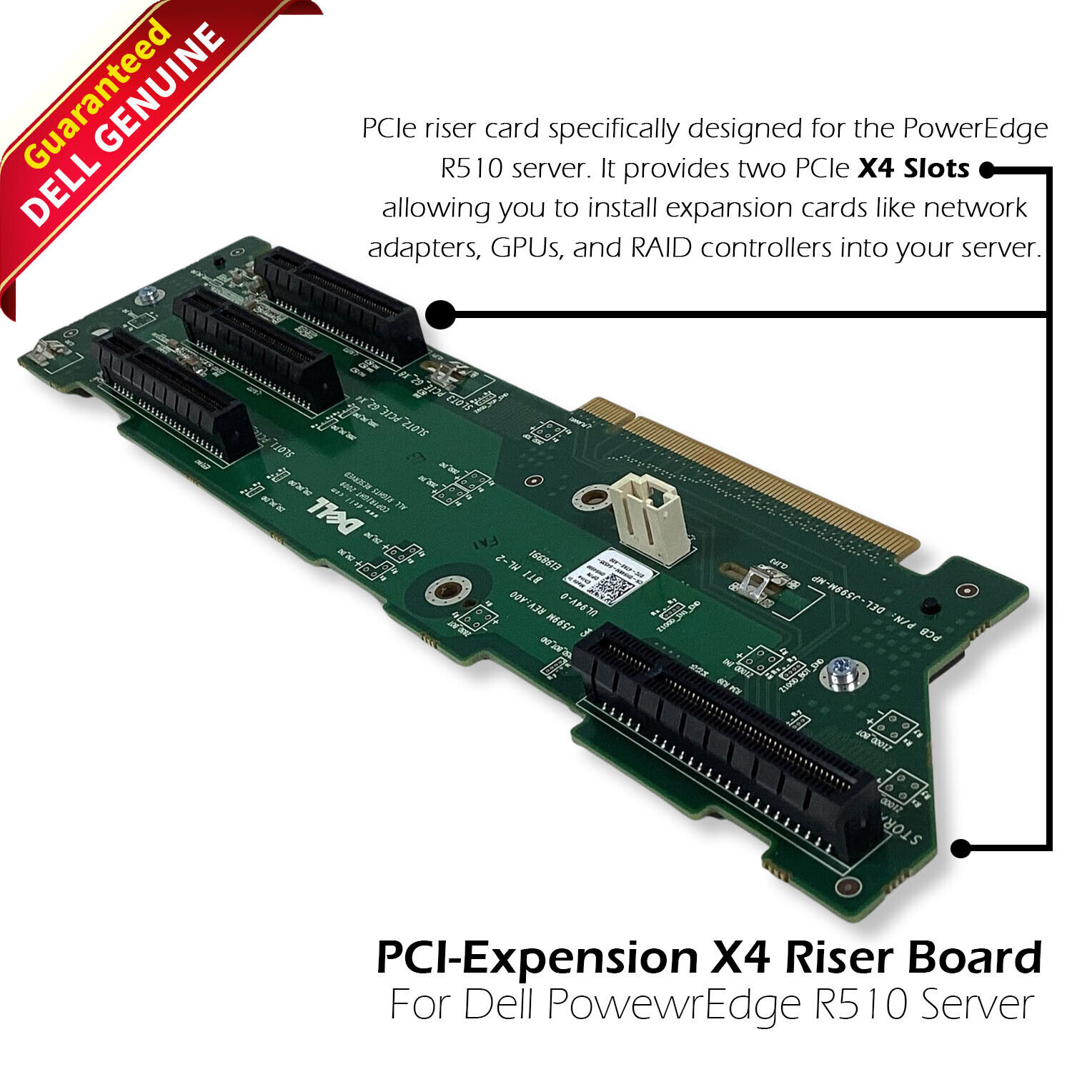 Dell PowerEdge R510 Backplane Riser Board PCI-Expansion X4 Riser Card H949M