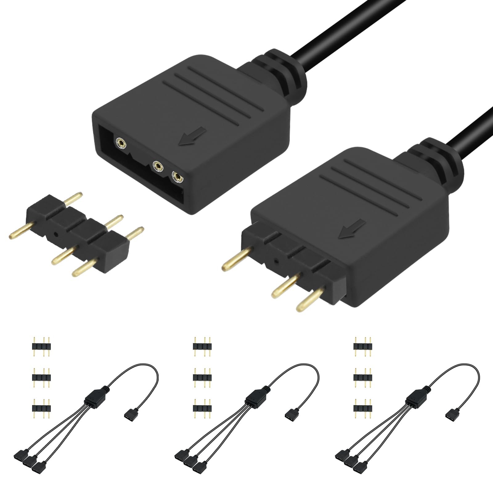 3 Pcs 1-to-3 ARGB Splitter Cable, 5V 3Pin Addressable RGB Splitter Extension ...