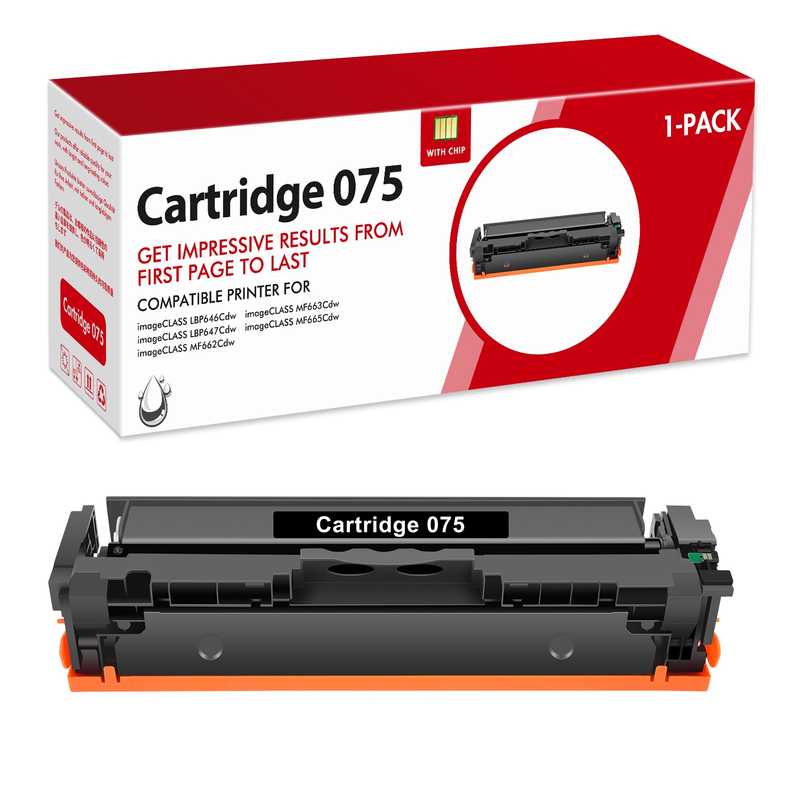 1 Pack BLACK 075 Toner Cartridge for Canon ImageCLASS MF663Cdw LBP647Cdw MF660c