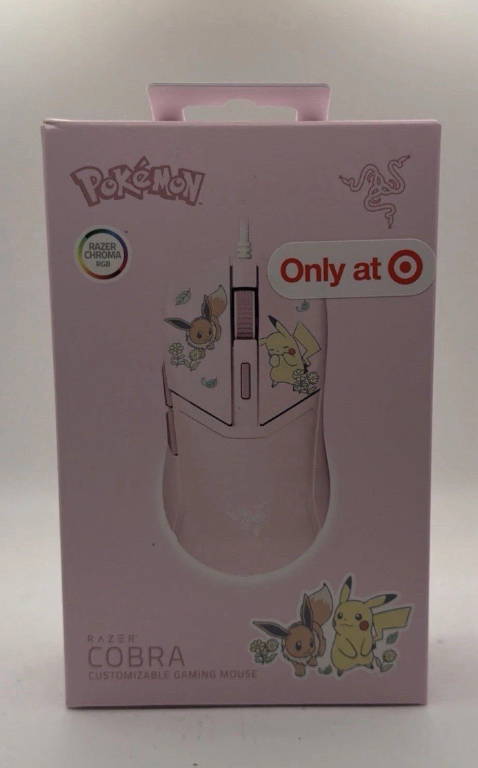 New Authentic Pokemon x Razer 2026 Cobra Wired Mouse Pikachu & Eevee Edition