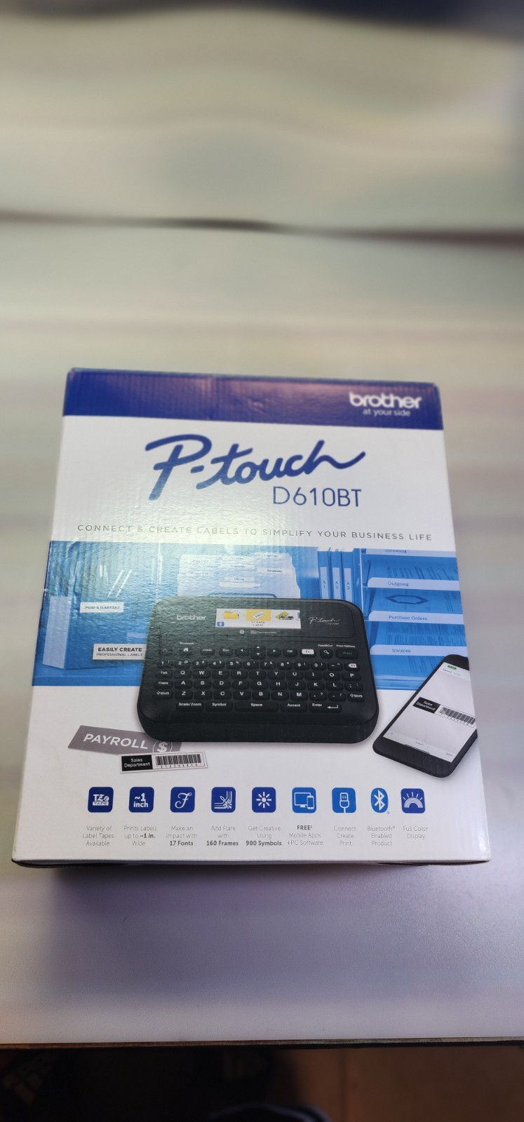 Brother Desktop Non-Thermal Label Maker with Bluetooth Black Model PT-D610BT.