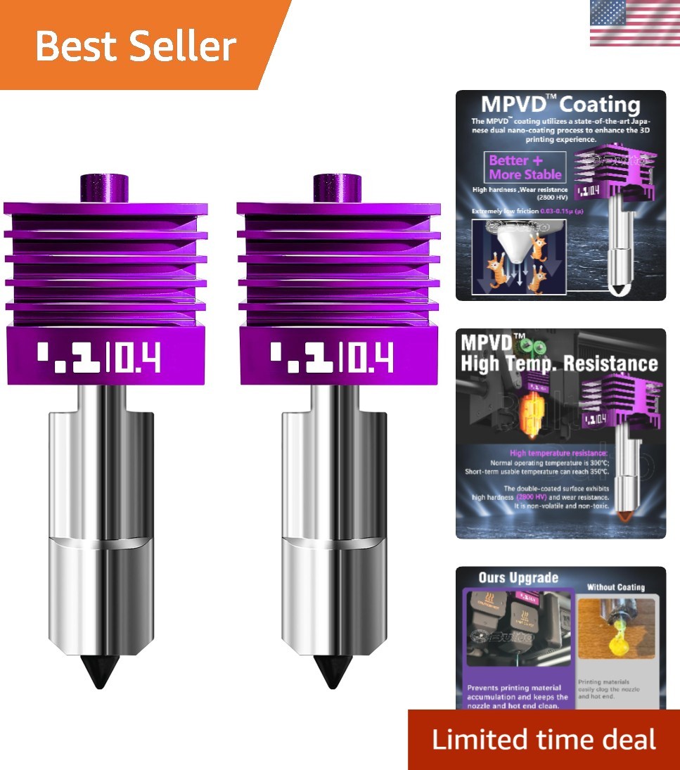 2 Pcs Upgraded 0.4mm A2L/H2D/H2S/H2C/X2D/P2S Hotend with Anti-Stick MPVD Coat...