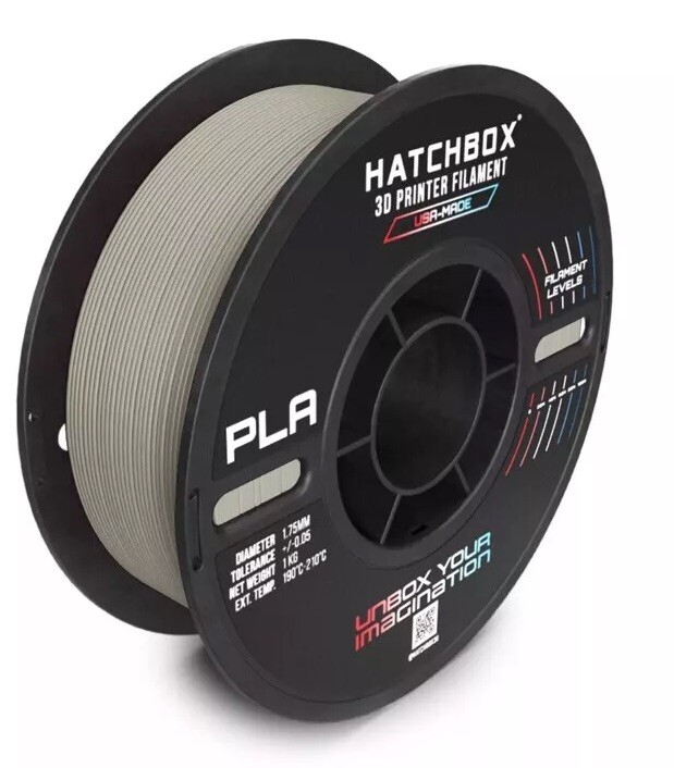 HATCHBOX USA MADE 1.75mm PLA MAX 3D Printer Filament, 1KG Spool