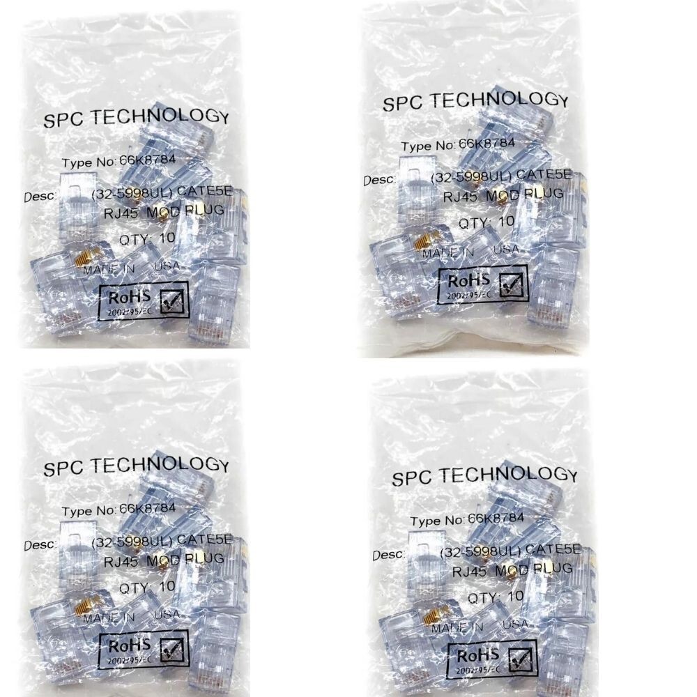 Cinch 32-5998UL Modular Ethernet Connector Plug RJ-45 8p8c Pos, 40 Pcs