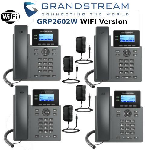 4 Grandstream GRP2602W WiFi Version 2-Line 4 SIP Phone Power Supply Included