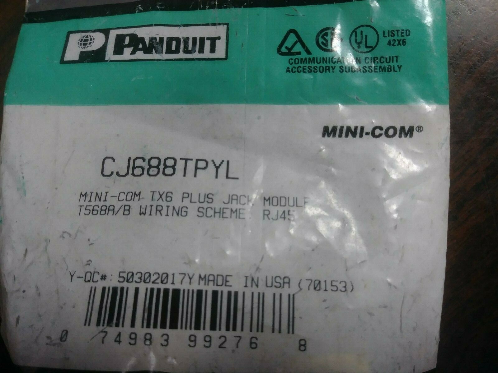 PANDUIT CJ688TPYL MINI-COM TX6 PLUS JACK MODULE RJ45 NEW IN PACKAGE LOT OF 4