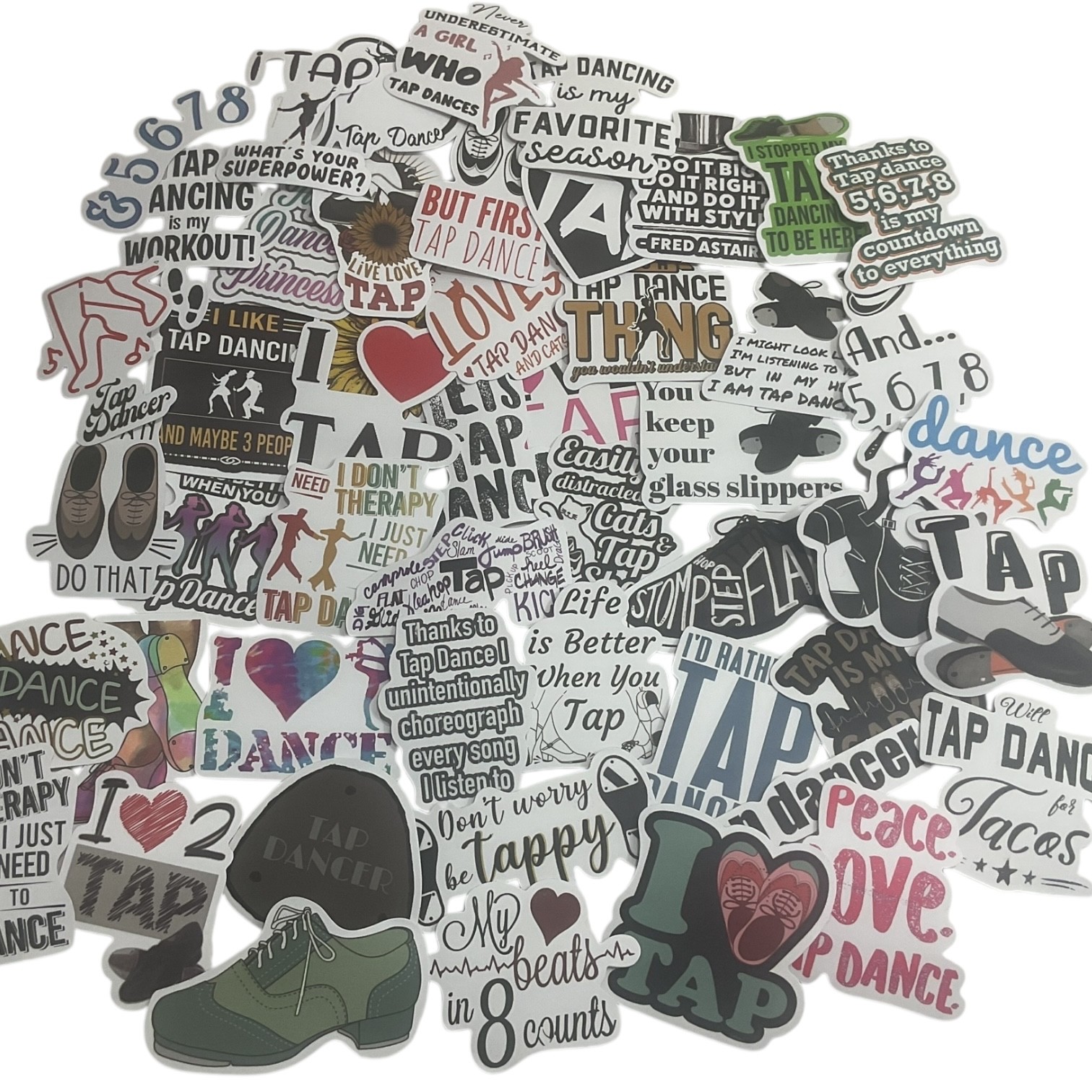 100PCS TAP DANCE STICKERS Dance Stickers for Water Bottles Laptop Car