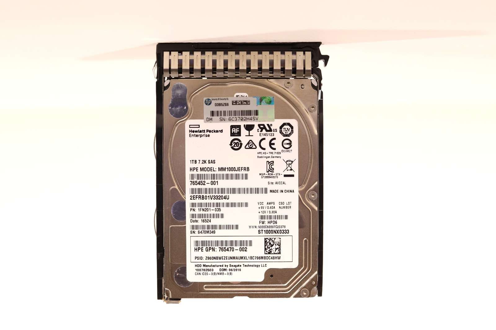 HPE MM1000JEFRB 1TB 2.5" 12Gb/s 7.2K RPM SAS Hard Drive W/Caddy P/N: 765452-001