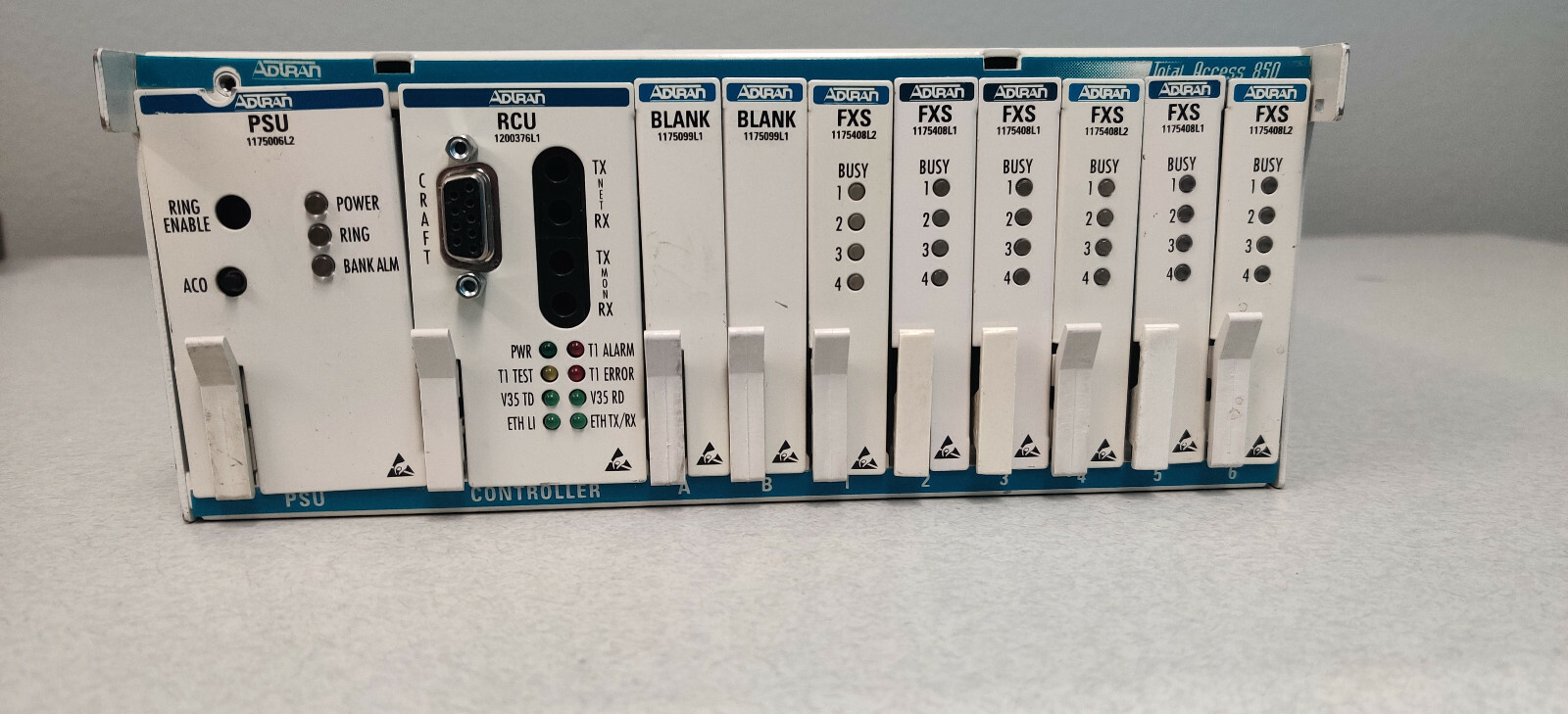 ADTRAN 850 W/ PSU, RCU, 6FXS Modules Installed