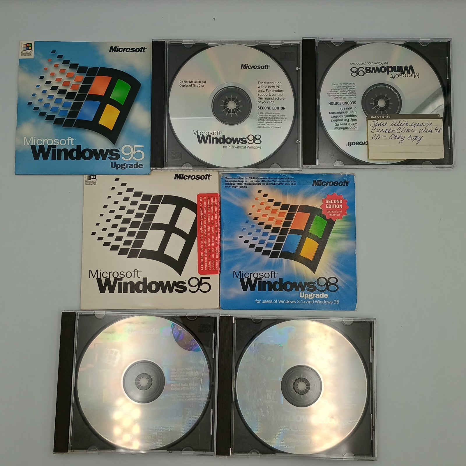 Microsoft Windows 95 98 SE 2000 Professional Software Lot 7 Copies Vintage PC CD