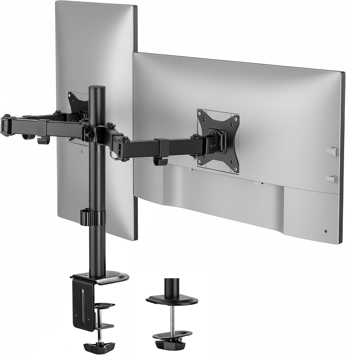 Dual Monitor Stand, Full Motion Desk Mount for 2 Screens up to 32” and 19.8 Lbs