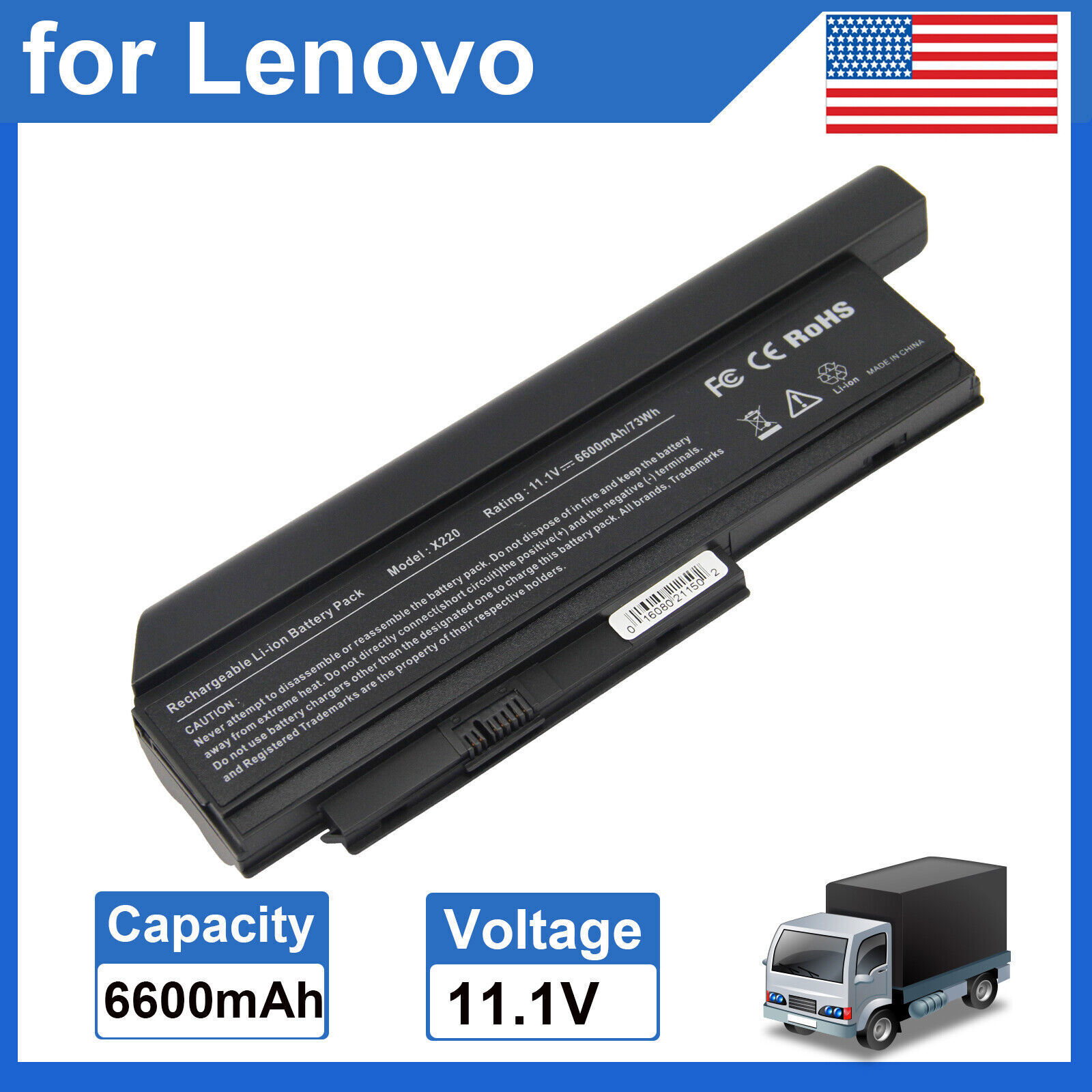 9 Cell Replacement Laptop Battery For Lenovo ThinkPad X220 X220i X220s 6600mAh
