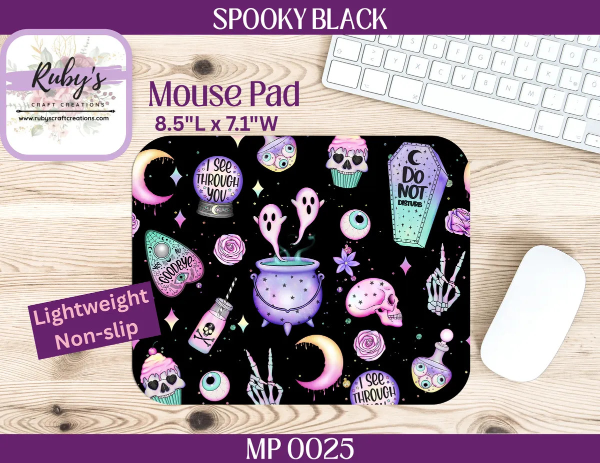 Spooky Black Mouse Pad Pastel Goth Witchy Cute Halloween Desk Decor Gothic Gift