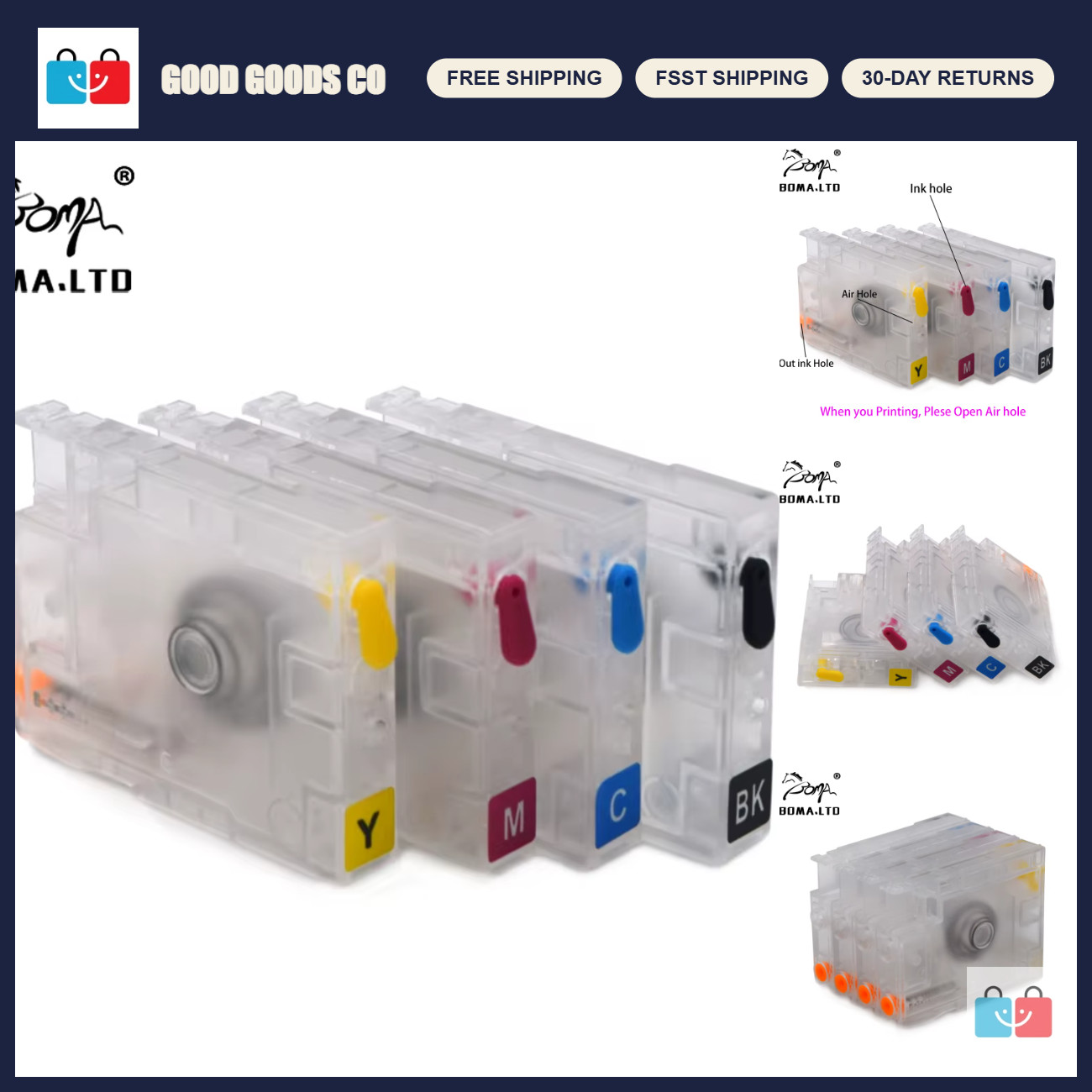 Refillable Ink Cartridges Without Chip for HP 8730 8735 7730 7720 8710 Series