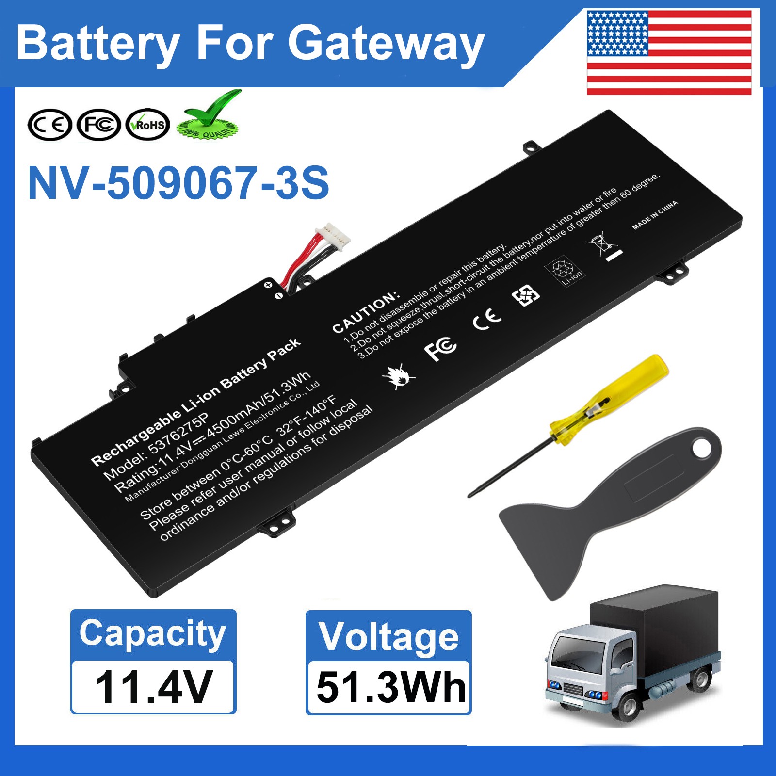 UTL-509068-3S NV-509067-3S Battery For GATEWAY GWTN141-10BK GWTN141-10BL GWTN156