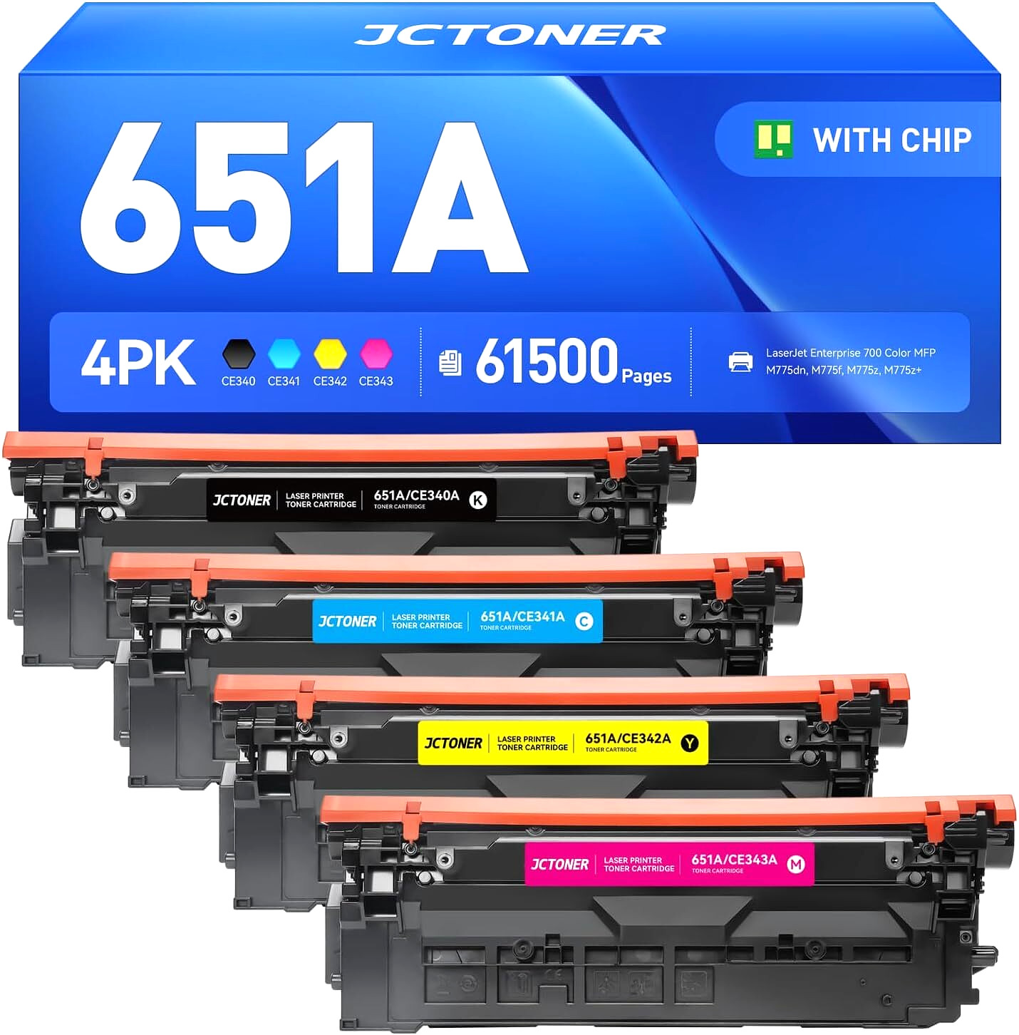 651A Toner Cartridge 4-Pack for HP LaserJet Enterprise 700 Color MFP M775 Series