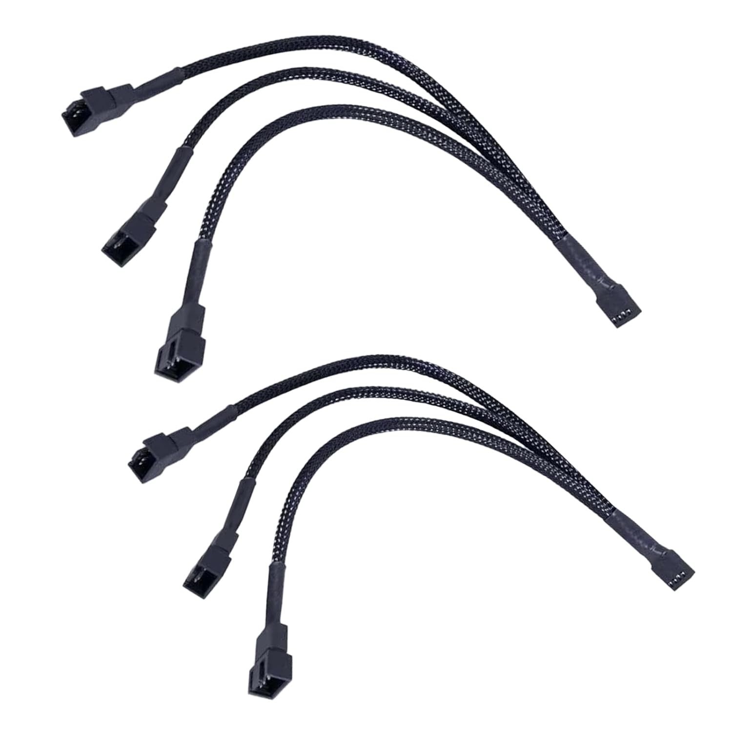 2 Pack 3 Way 4 Pin PWM Fan Splitter Cable 12 inch PC Fan Extension Cable