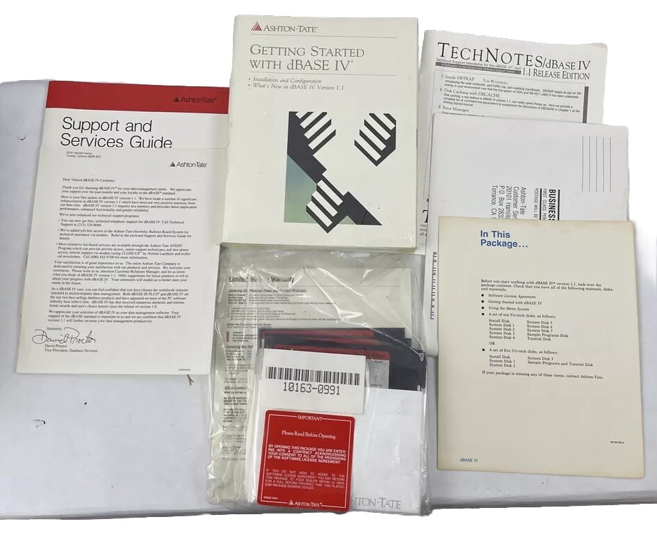 dbase IV Version 1.1 Getting Started by Ashton-Tate. NEW
