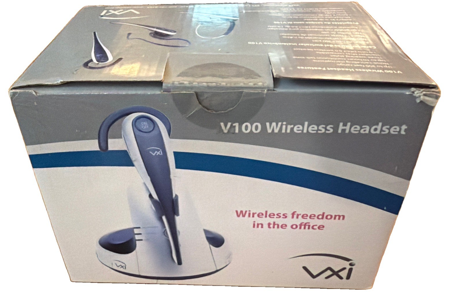 VXi V100 DECT 6.0 Wireless Office Headset System White Blue NOS New Sealed Box