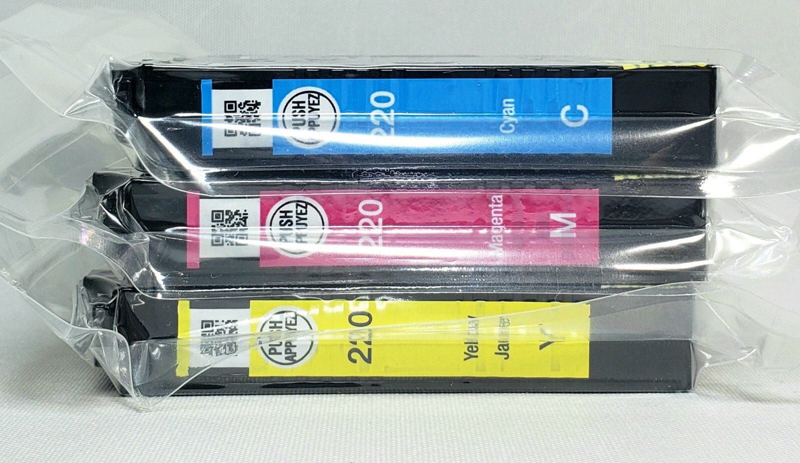 New 3pcs EPSON 220 Dura Brite Ultra Ink Cartridges Yellow, Cyan & Magenta SEALED