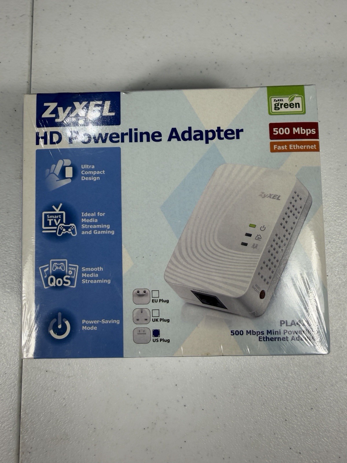 ZyXEL PLA4201 500 Mbps HD Powerline Adapter Mini Ethernet New Sealed US Plug