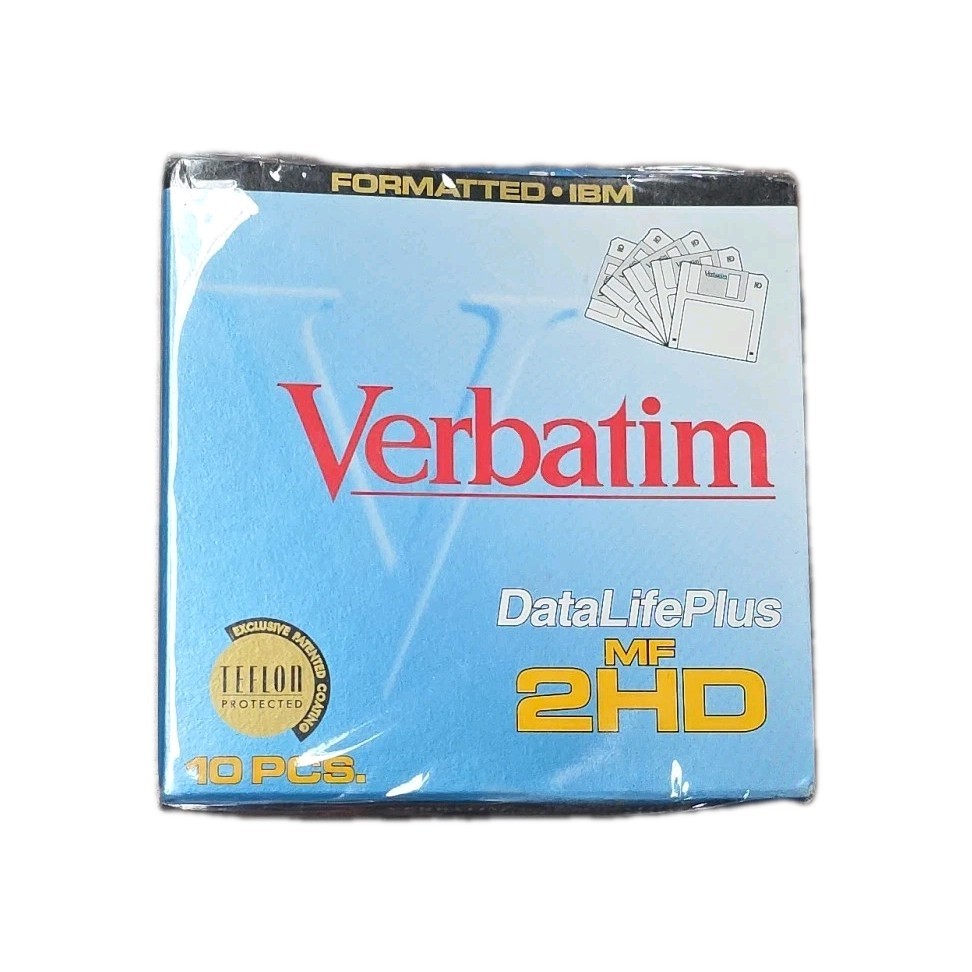 New Sealed Box 10 Verbatim DataLife MF 2HD 3.5" 1.44MB Floppy Disks IBM Formated