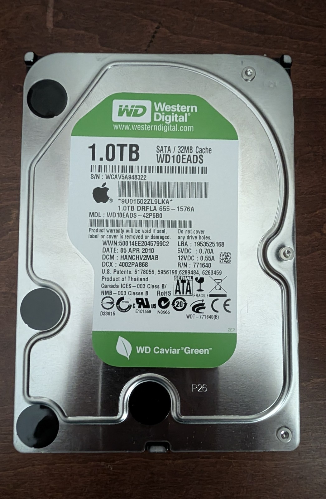Western Digital WD Caviar Green WD10EADS 1 TB 3.5" SATA II Hard Drive