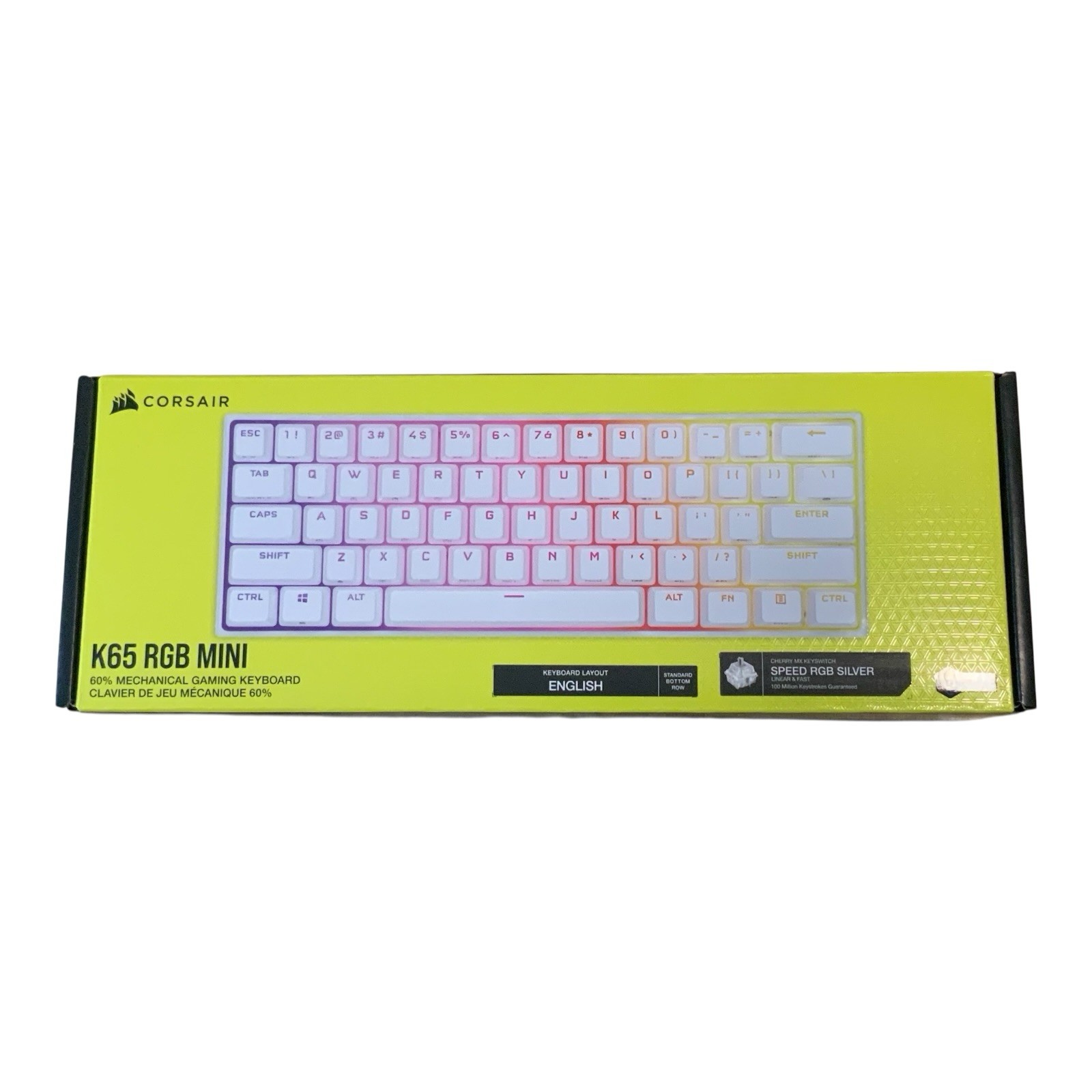 CORSAIR - K65 RGB Mini Wired 60% Mechanical Gaming Keyboard. White, New