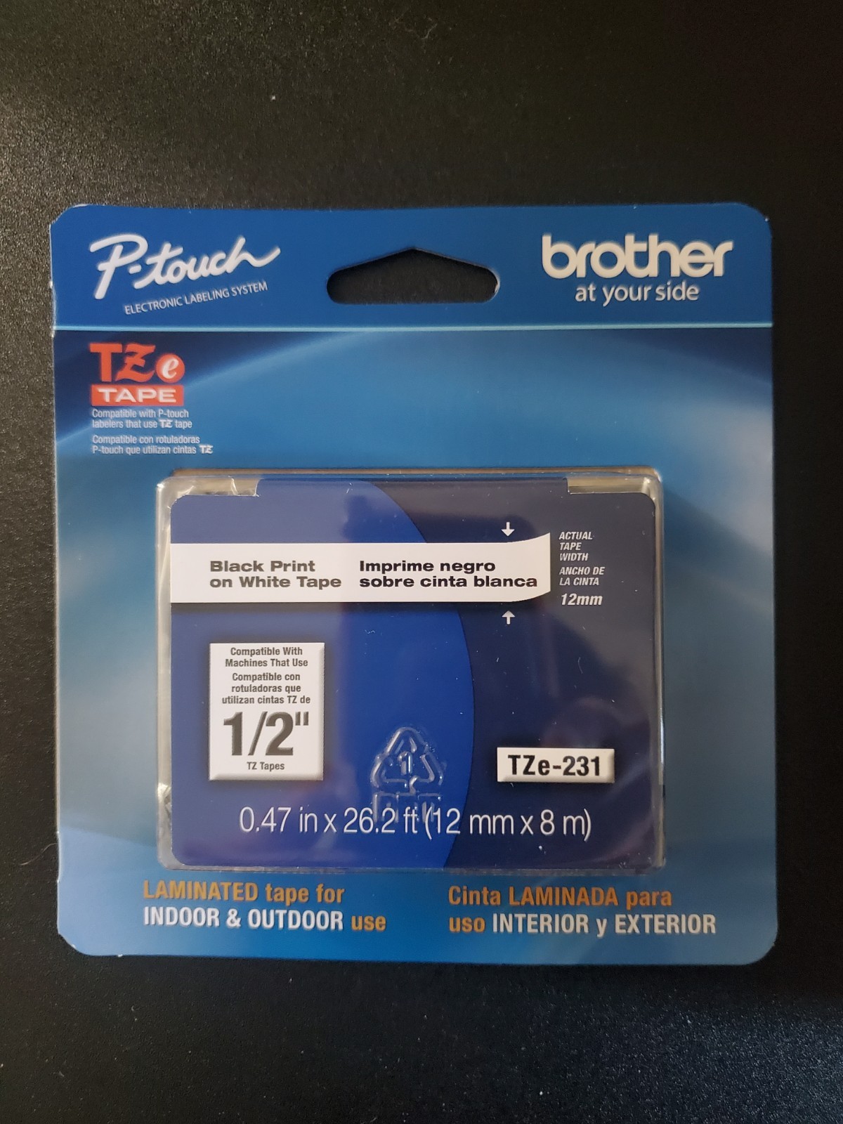2 Pack w/ 2 Sizes - 1/4" And 1/2": TZE-131 Black Ribbon Cartridge