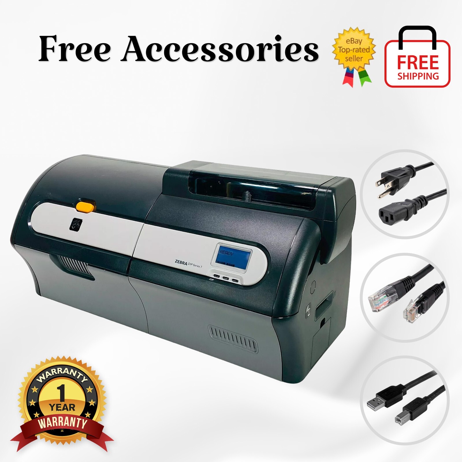 BUNDLE Zebra ZXP Series 7 Dual-Sided ID Card Printer USB Ethernet  1 YR WARRANTY