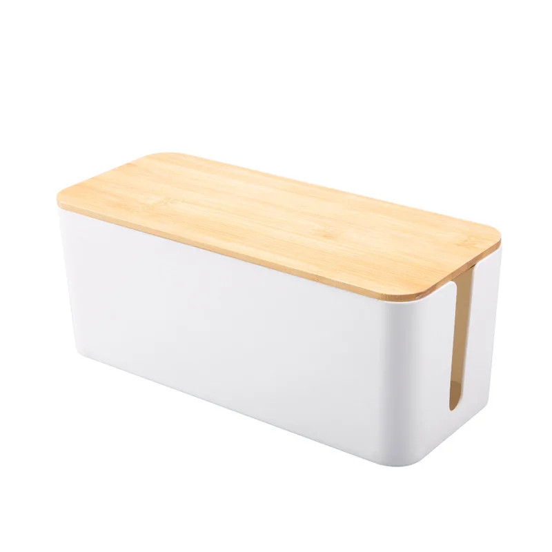 Cable Storage Box Power Strip Case Wooden Power Line Wire Management Organizer A