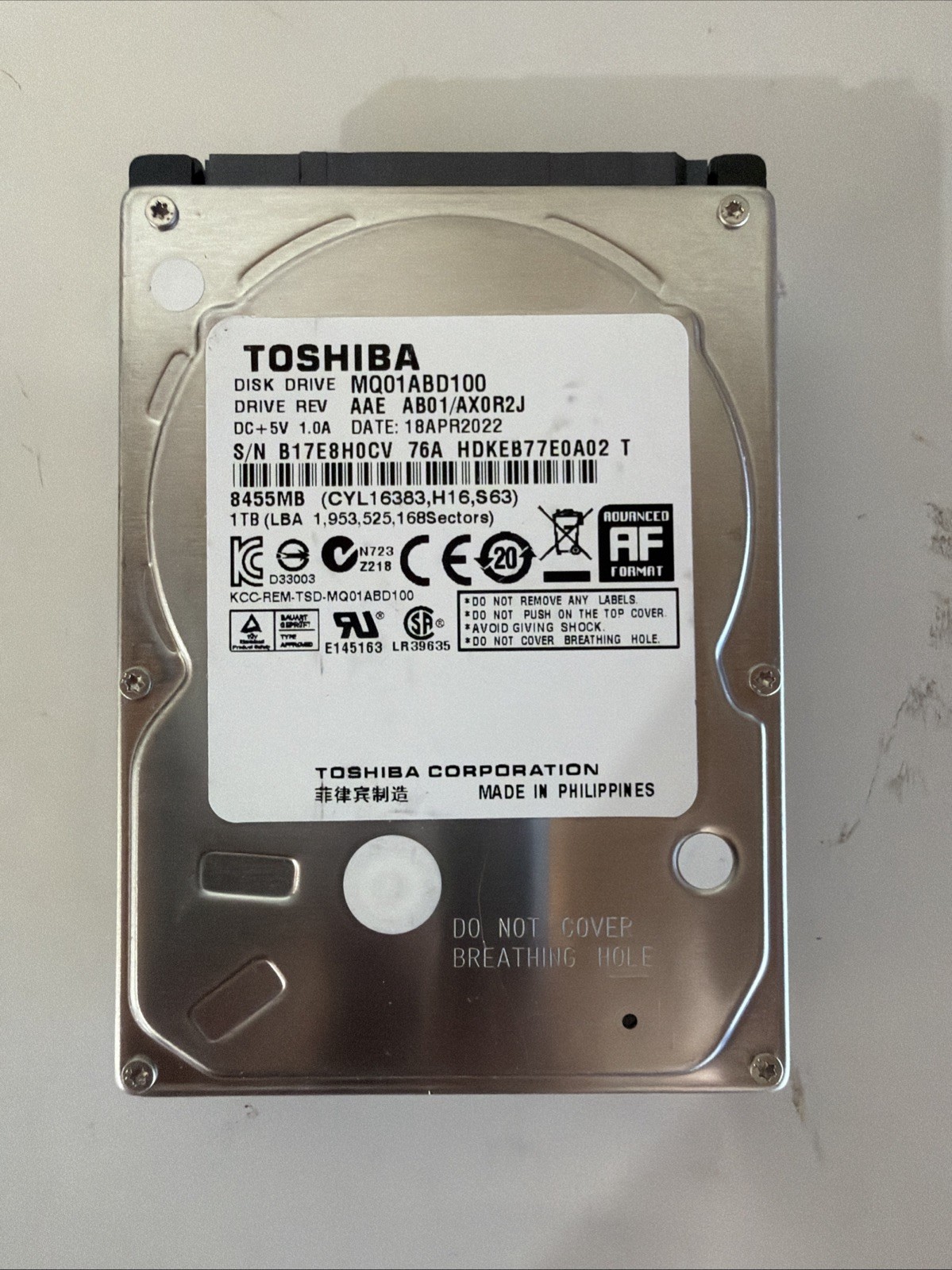 Toshiba MQ02ABF100 1TB 2.5 Inch SATA 5400 RPM Hard Drive