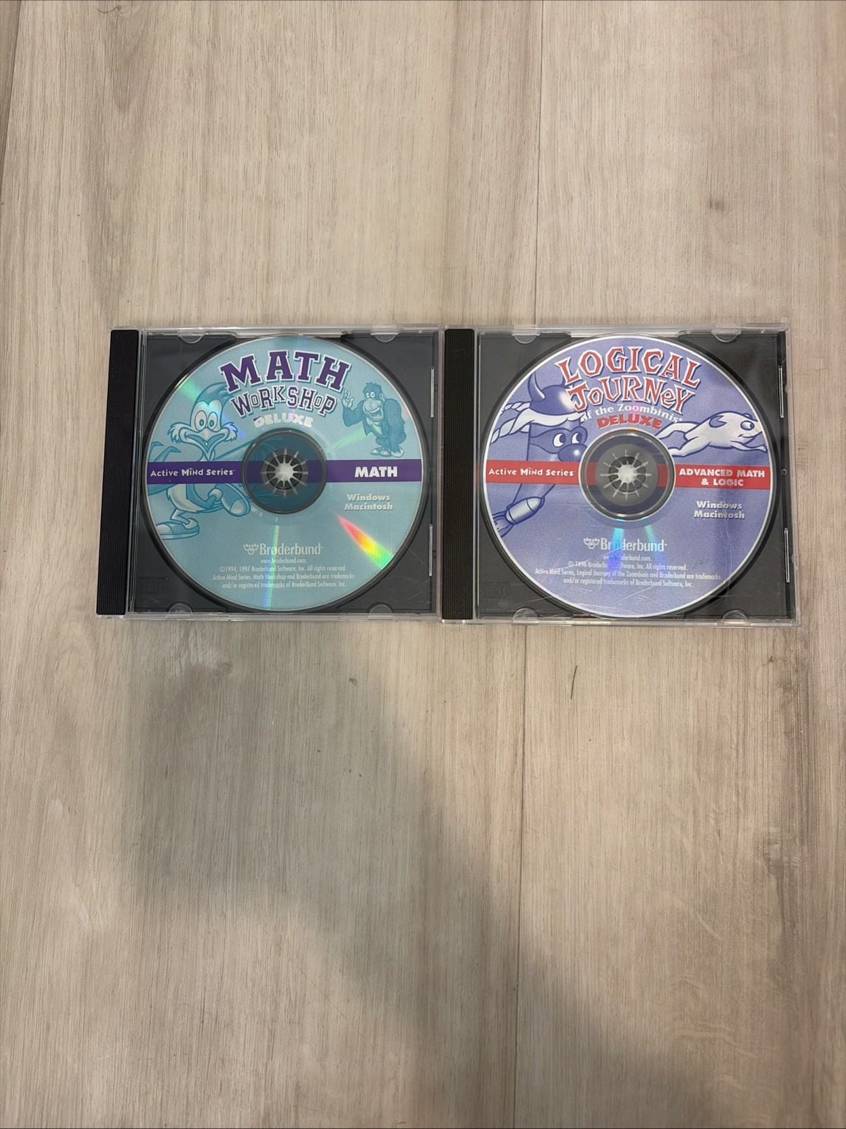 Active Mind Series Lot of 2 PC CD Rom Math Workshop & Logical Journey Zoombinis