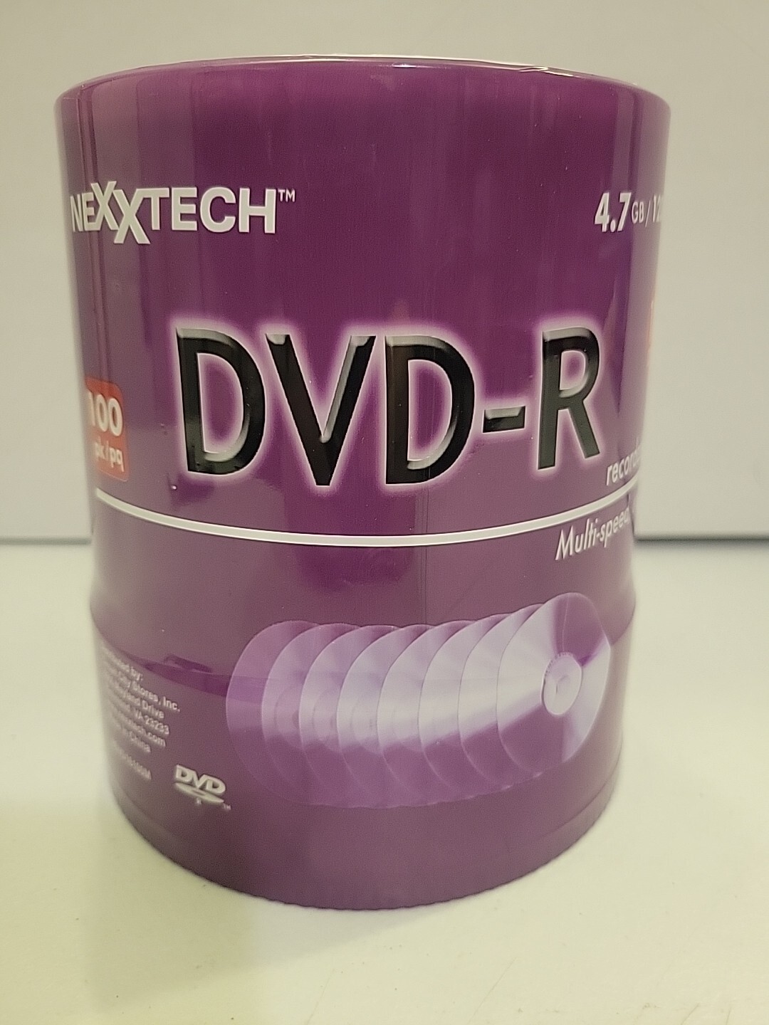 NexxTech 16x DVD-R  4.7gb/120min Video - New, Sealed 100 Pack