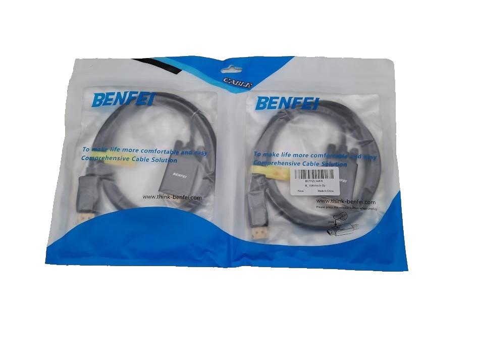DisplayPort to VGA Adapter Benfei DisplayPort to VGA 6 Ft Cable M2M (2-pack)
