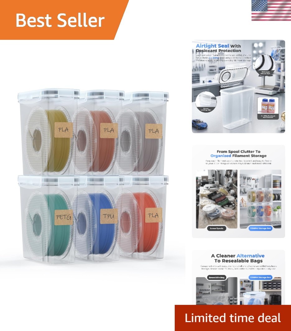 Filament Storage Box - 6 Pack Filament Container for 3D Printing Sealing and ...