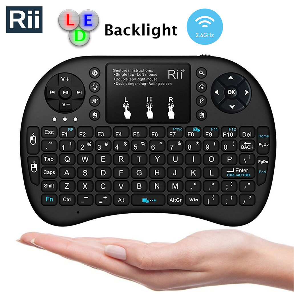 Genuine Rii i8+ Wireless Mini Keyboard + Touchpad with Backlight for PC Smart TV
