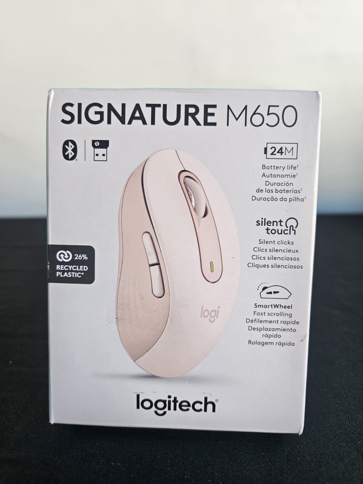 Logitech Signature M650 Wireless Mouse Bluetooth USB Silent Rose 910-006251