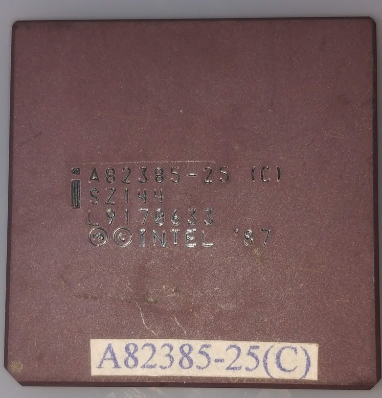 Vintage Intel A82385-25 (C) SZ144 memory processor RARE