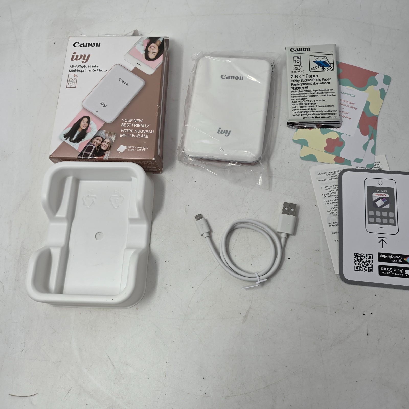 NEW  Canon Ivy Mini Photo Printer 2nd Generation White And Rose Gold