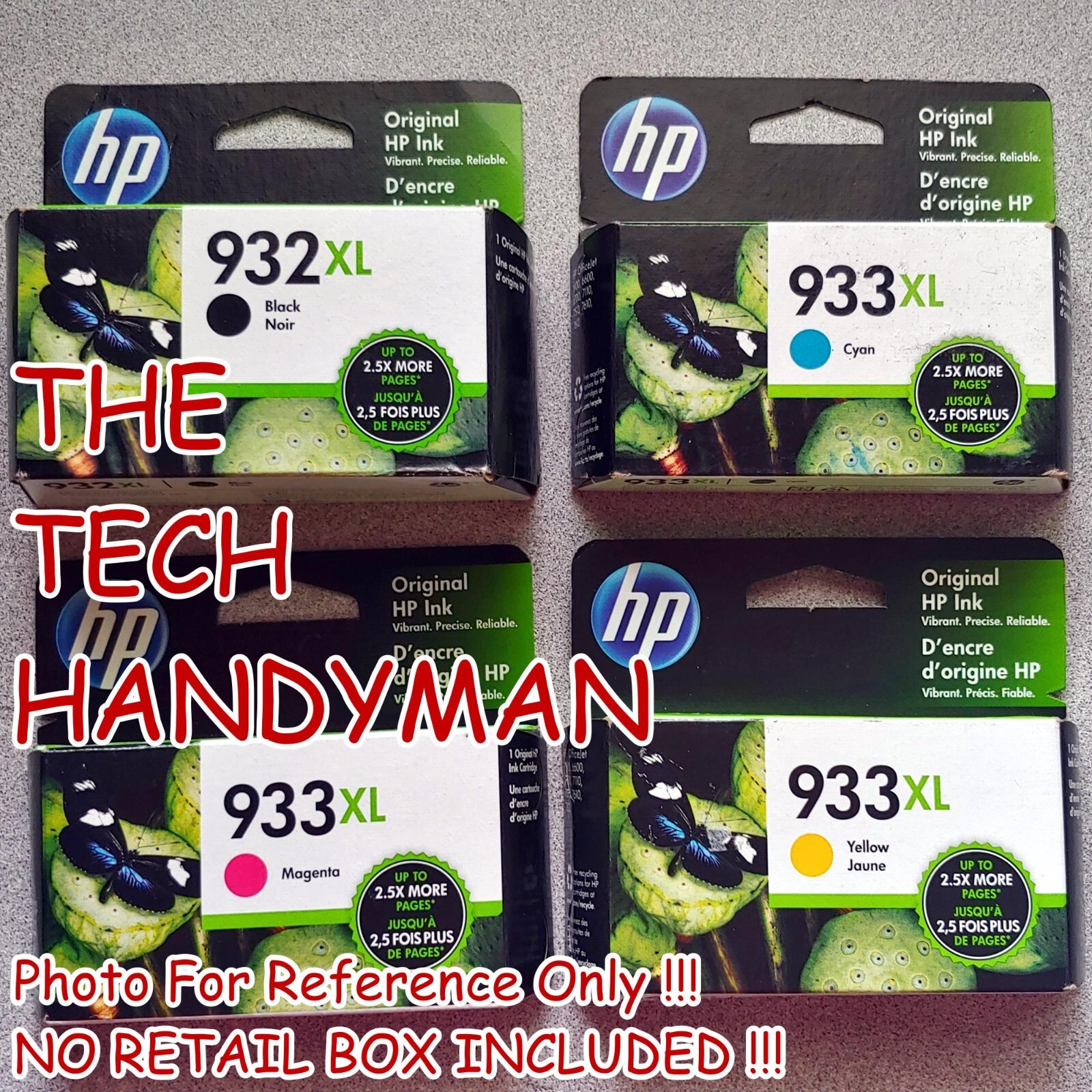 4-PACK HP GENUINE 932XL BLACK & 933XL COLOR INK (NO RETAIL BOX) OFFICEJET 6600