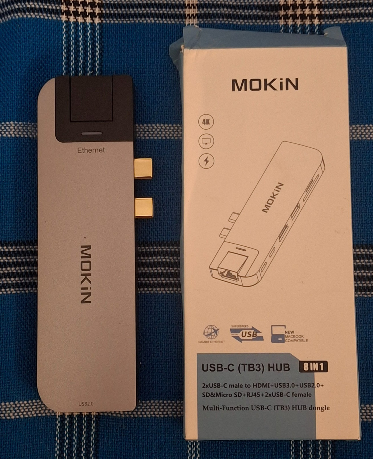 Mokin USB-C Adapter Thunderbolt 3 Hub Dongle 8-In-1 TB3 4K HDMI MUC2101 Macbook