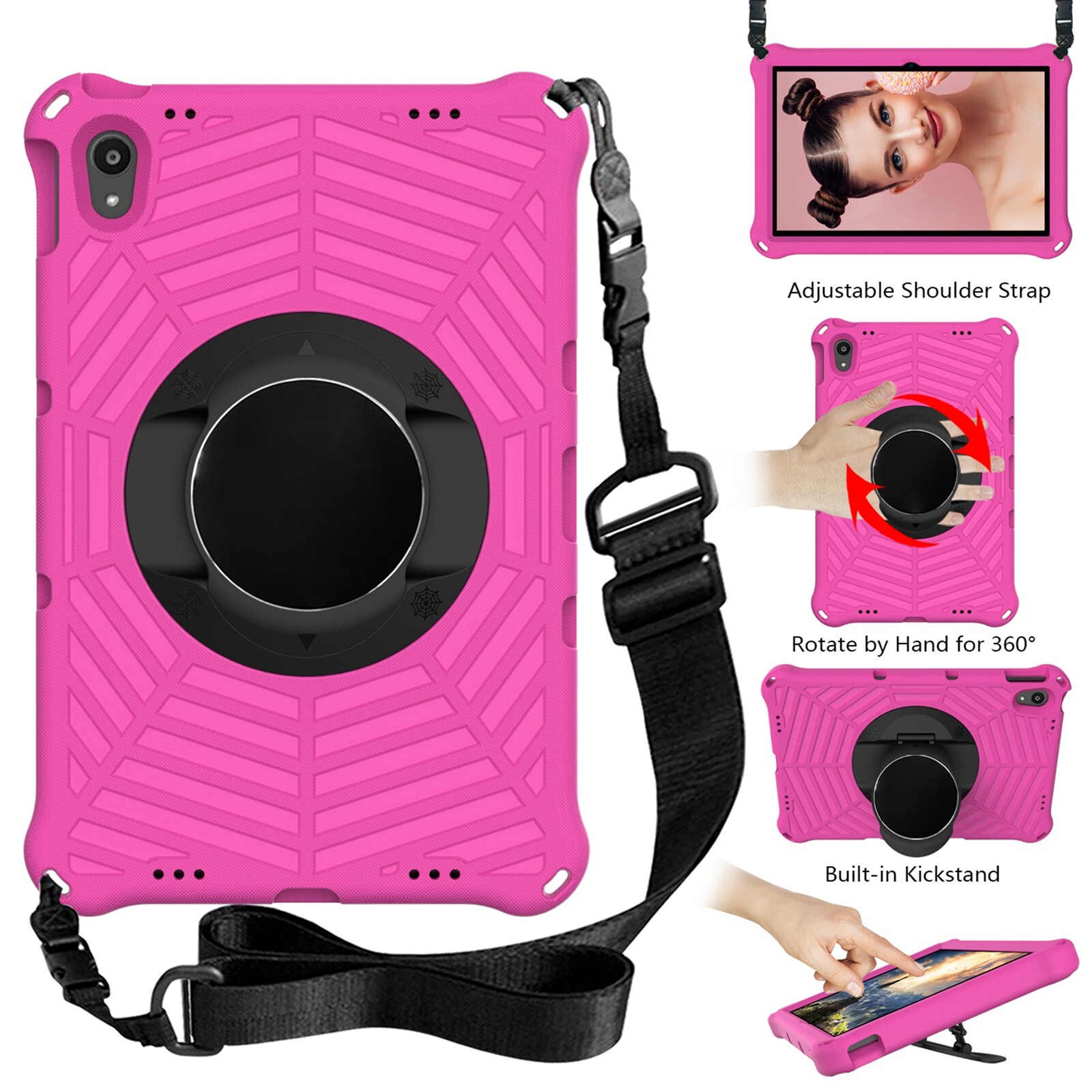 For Lenovo P11 TB-J606F Shockproof Armor Rubber Shoulder Strap EVA Case Cover