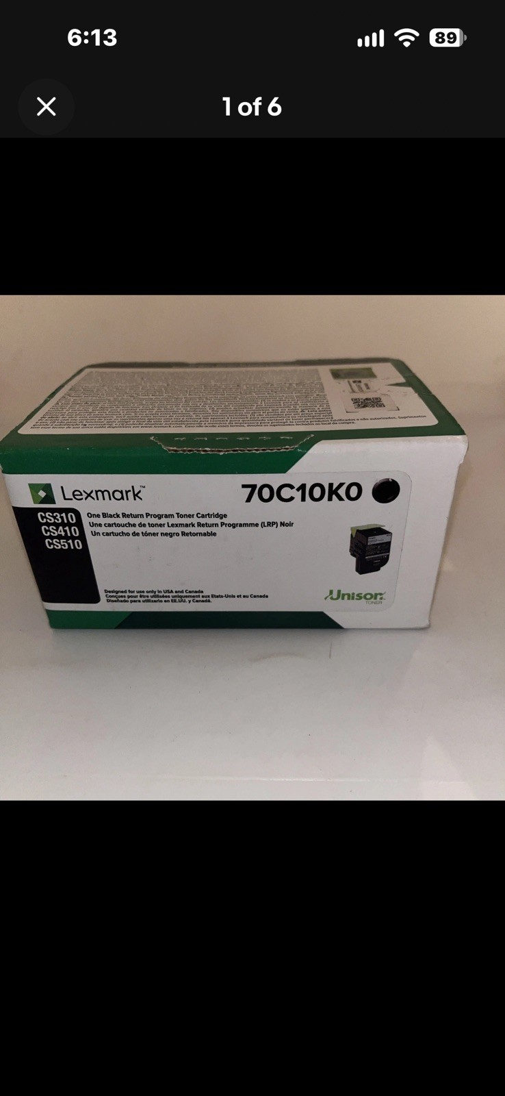 Lexmark 70C10K0 701K Black Toner Cartridge