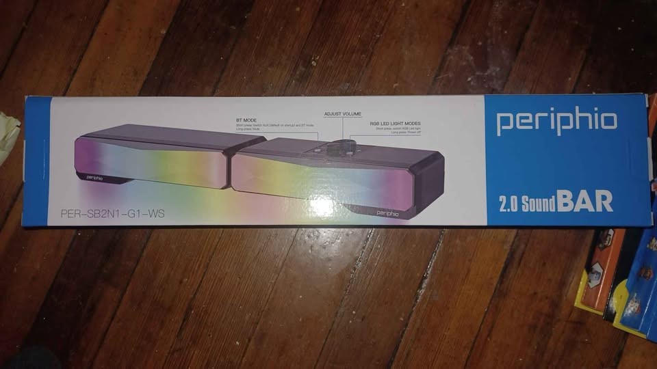BLACK - PERIPHIO RGB 2.0 SOUNDBAR WITH 7 RGB MODES, AND BLUETOOTH OR AUX