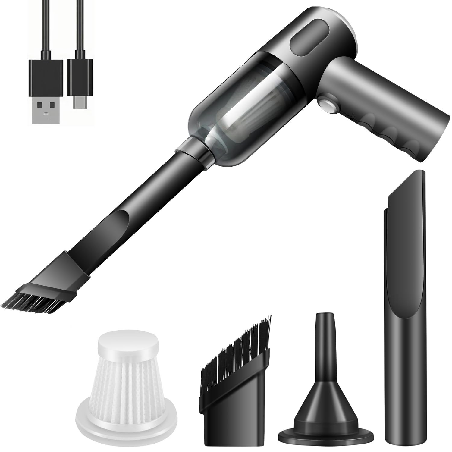Compressed Air Duster Wireless Handheld Car Vacuum Cleaner Black 10 Watt-hours