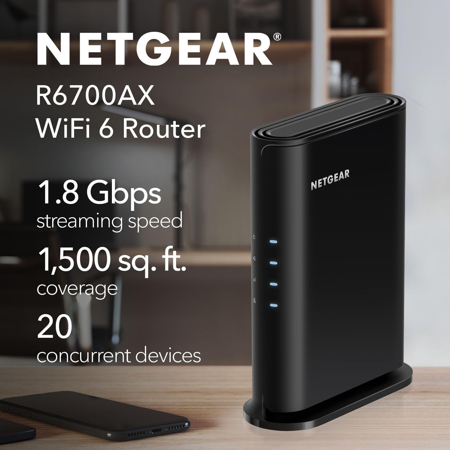 NETGEAR WiFi 6 Router (R6700AXv3) AX1800 Wireless Speed