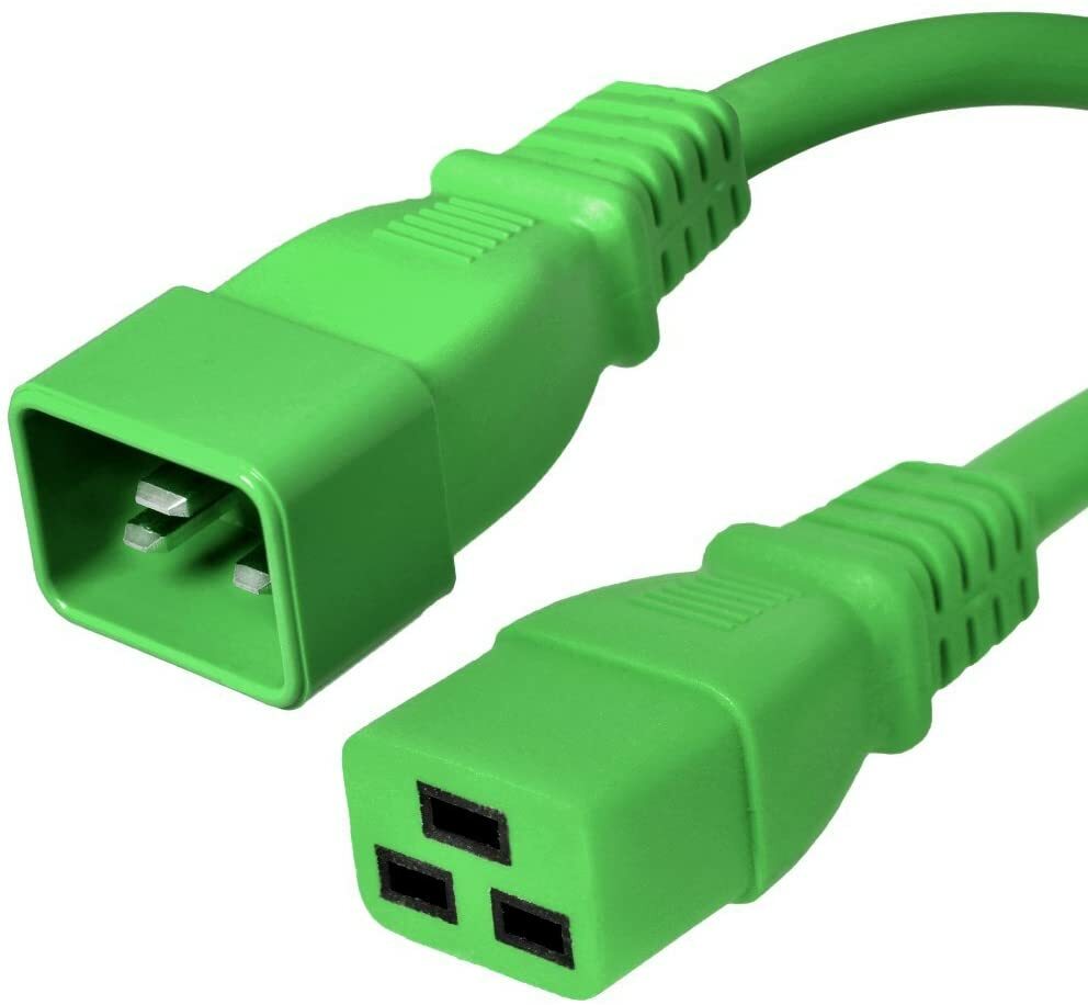 10 PACK LOT 2ft IEC C20 - C19 Green Power Cord 12AWG 20A/2500W 100-250V 0.6M