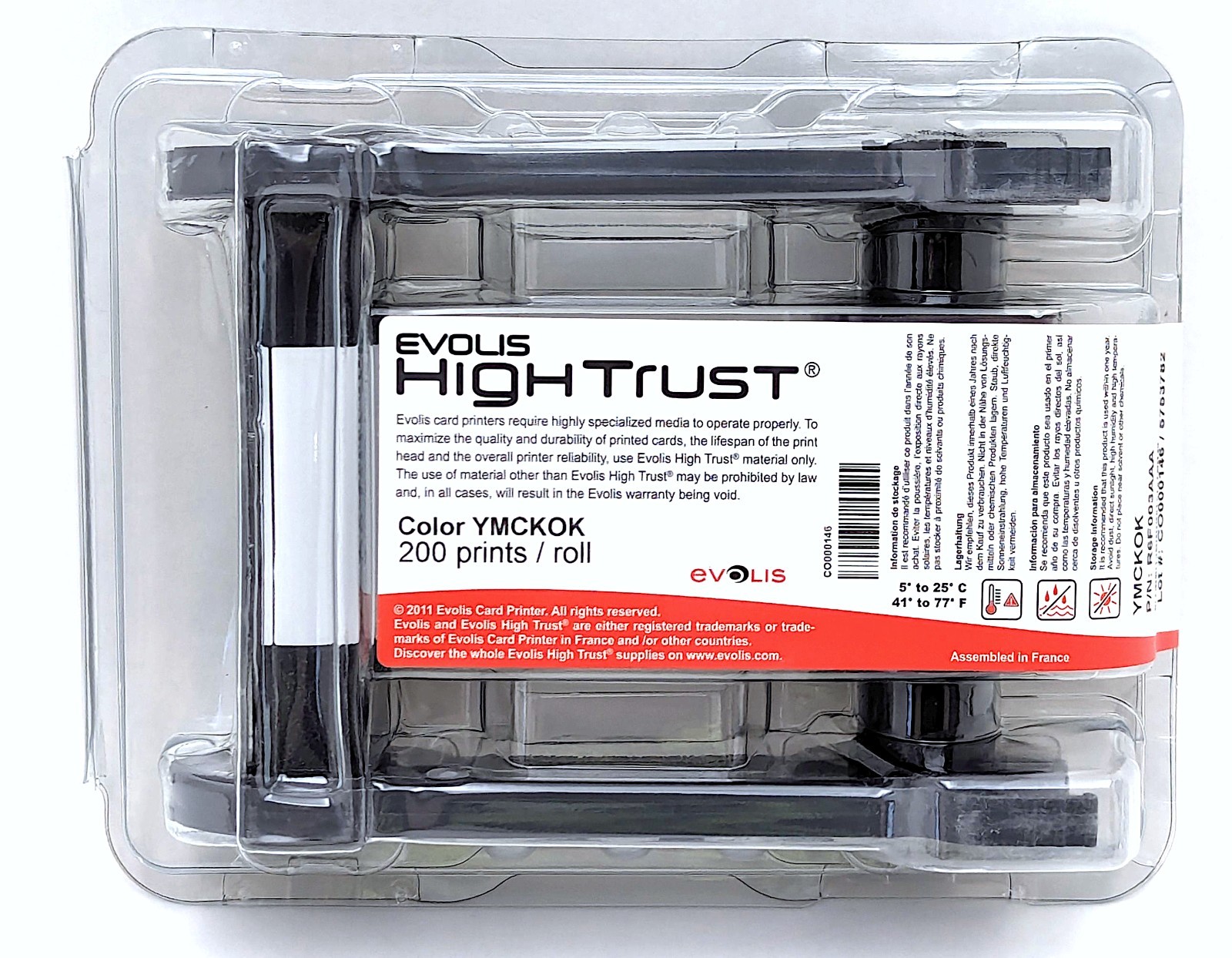 NEW Evolis High Trust R6F003AAA YMCKOK Color Ribbon Primacy Elypso - 200 Prints
