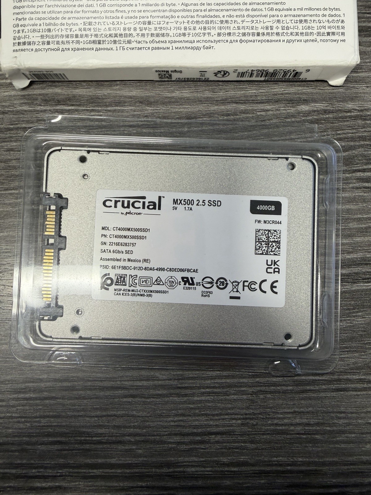 Crucial MX500 4TB SSD SATA 2.5 Inch Internal Solid State Drive CT4000MX500SSD1